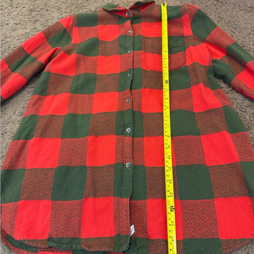 Woolrich Red Green Plaid Flannel Shirt Cotton Oversized Tunic S - Picture 5 of 6